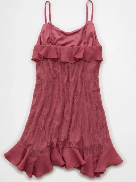 AE Lace Handkerchief Hem Ruffle Mini Dress - Picture 2 of 7